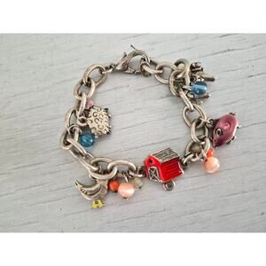 Vintage AJMC Signed Farm Charm Bracelet
